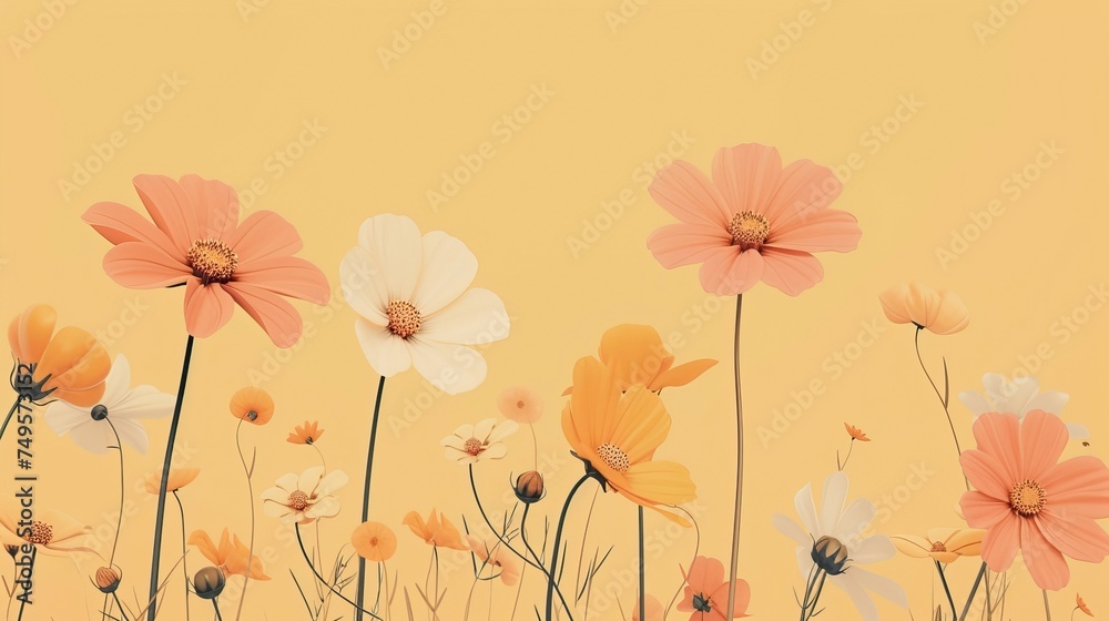 Naklejka premium flower print on a yellow background