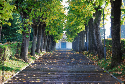 La scalinata che porta al Santuario della Beata Vergine del Carmelo a Montevecchia in provincia di Lecco, Lombardia, Italia. photo