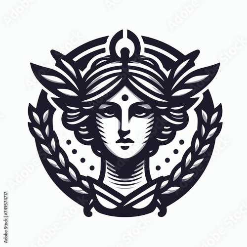 Artemis, the patron and protector of young girls vector icon illustration sticker.