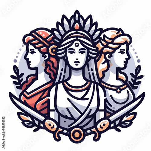 Artemis  the patron and protector of young girls vector icon illustration sticker.