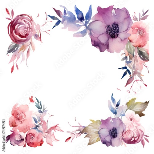 Watercolor border isolated on white Background 