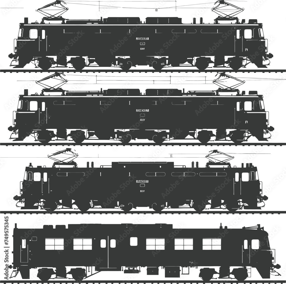 Silhouette electric train black color only full