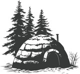 Silhouette igloo the Eskimo tribal House black color only