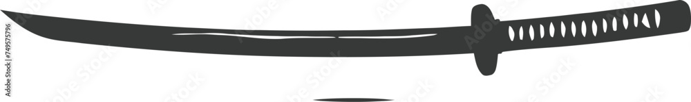 Fototapeta premium Silhouette katana sword black color only full
