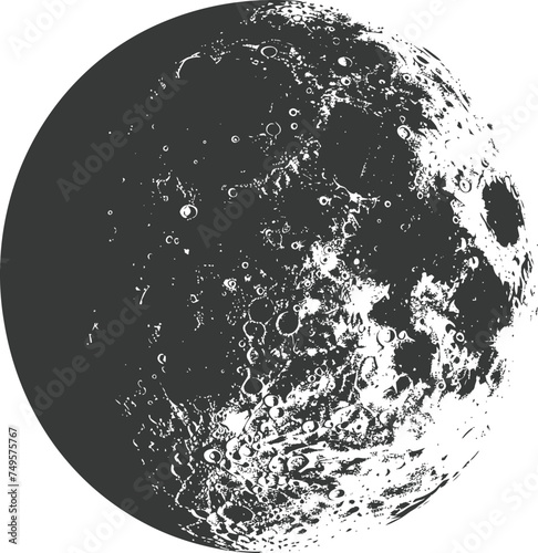 Silhouette First Quarter Moon black color only