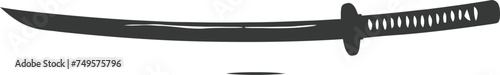 Silhouette katana sword black color only full