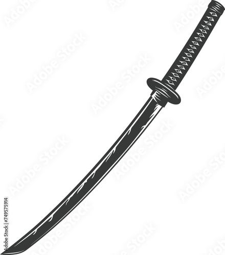 Silhouette katana sword black color only full