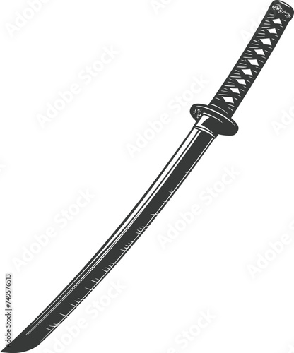 Silhouette katana sword black color only full photo