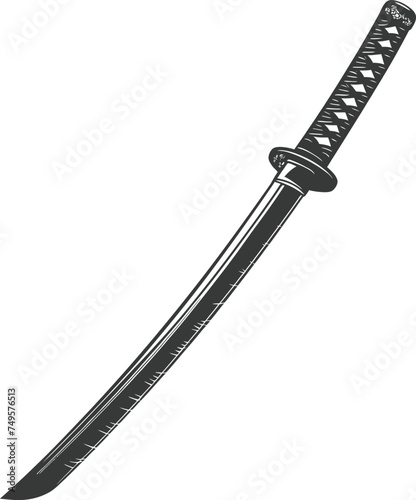 Silhouette katana sword black color only full