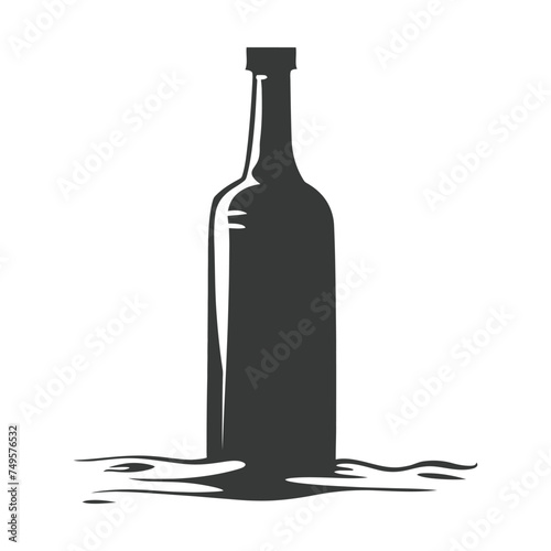 Silhouette message in a bottle black color only