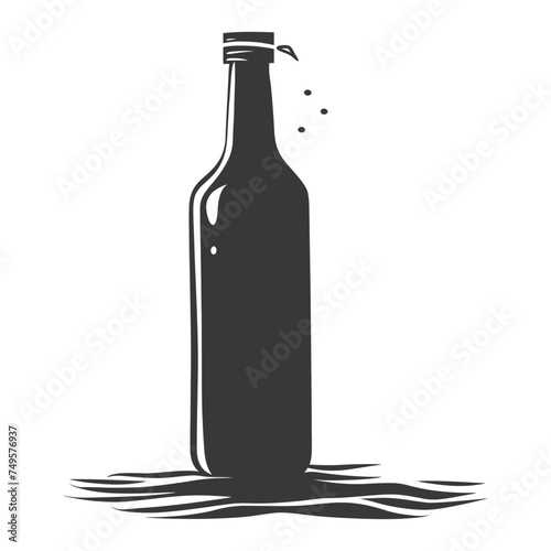 Silhouette message in a bottle black color only