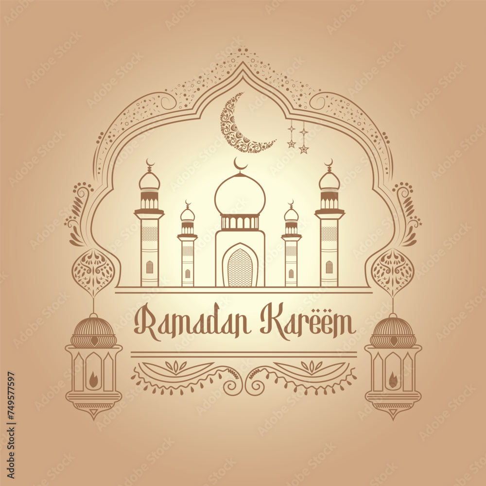 Ramadan Kareem Drawing Style
