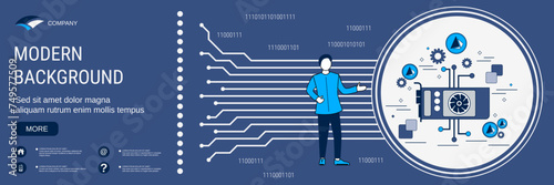 Digital technology banner vector design template. Cryptocurrency mining, virtual money making concept