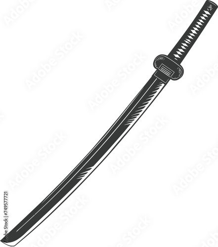 Silhouette katana sword black color only full