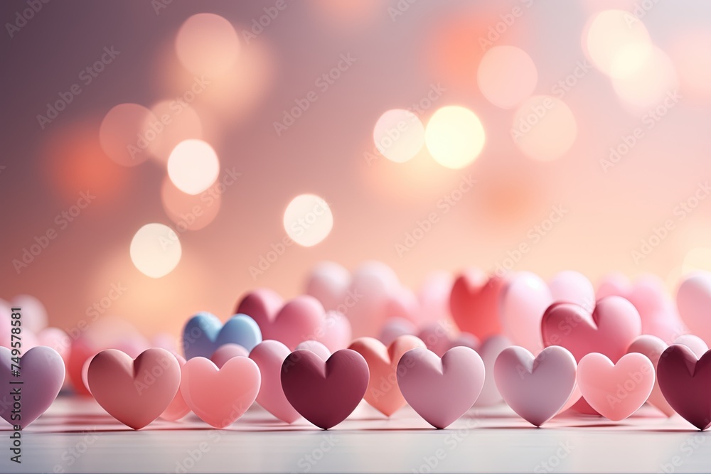 Abstract pastel background with hearts - concept Mother's Day, Valentine's Day, Birthday