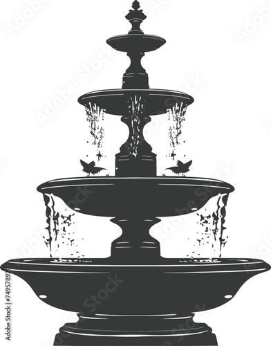 Silhouette Garden fountain black color only full