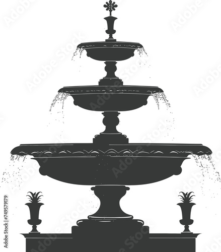 Silhouette Garden fountain black color only full