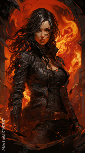 Beautiful girl vampire hunter. Generative AI