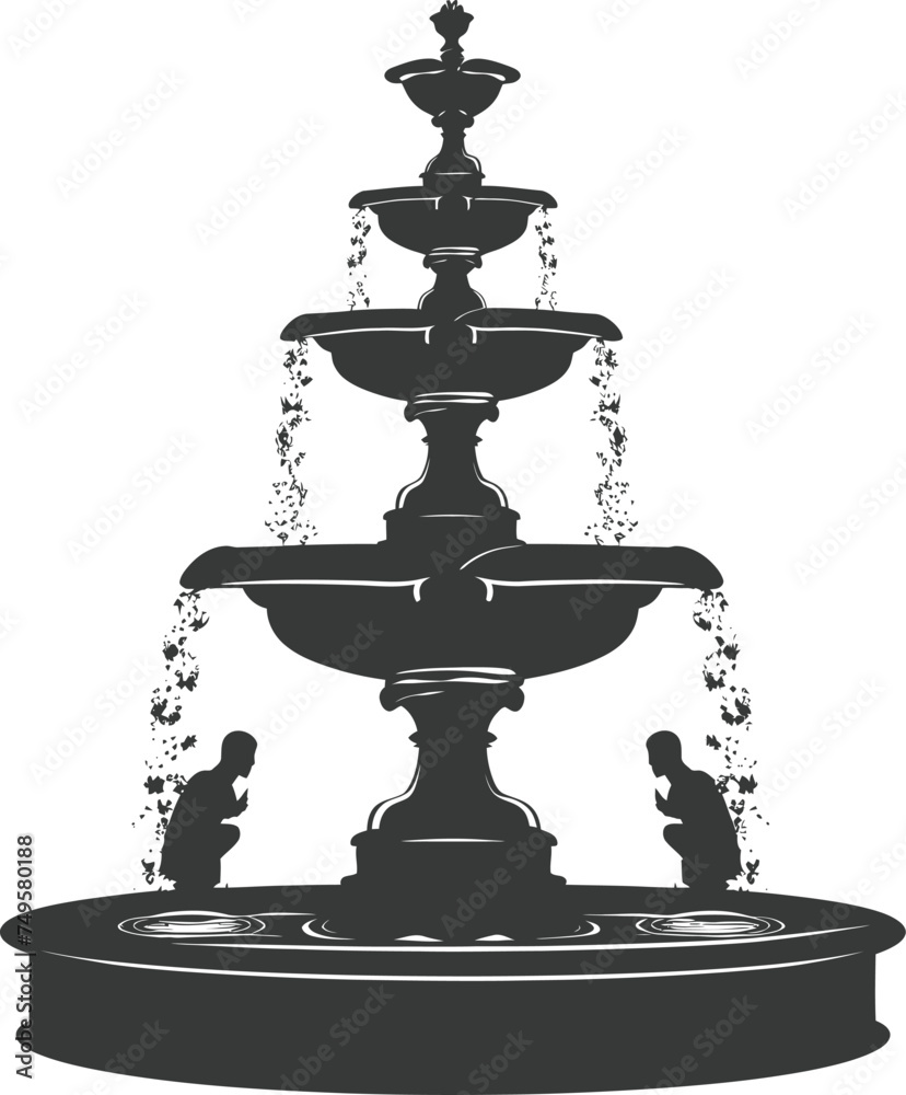 Silhouette Garden fountain black color only full Silhouette Garden fountain black color only full