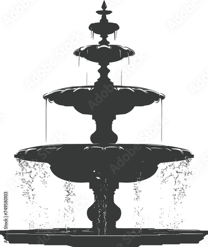 Silhouette Garden fountain black color only full