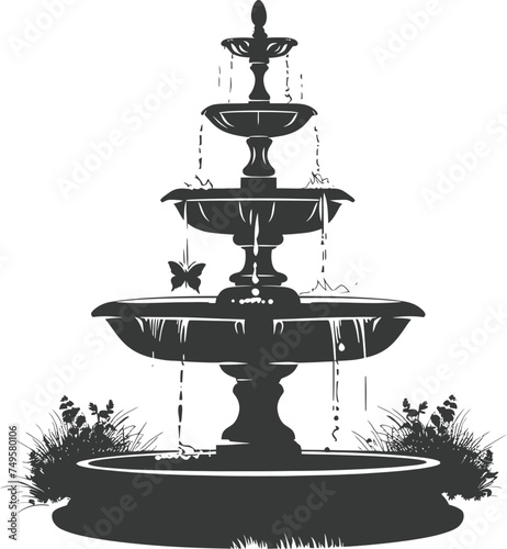Silhouette Garden fountain black color only full
