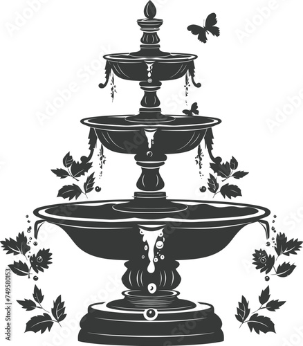 Silhouette Garden fountain black color only full