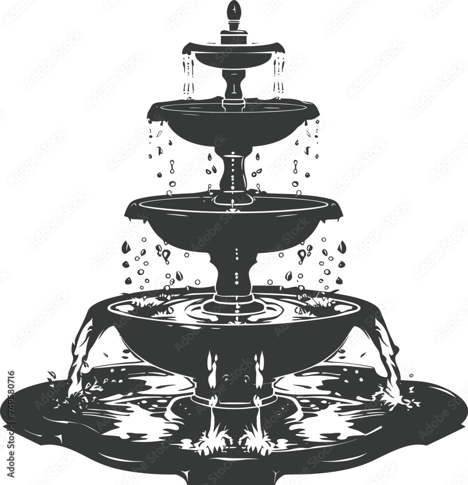 Silhouette Garden fountain black color only full Silhouette Garden fountain black color only full