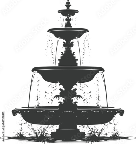 Silhouette Garden fountain black color only full
