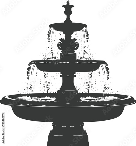Silhouette Garden fountain black color only full