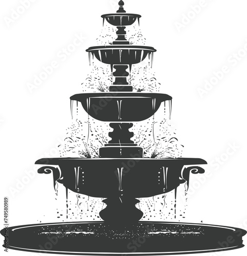 Silhouette Garden fountain black color only full