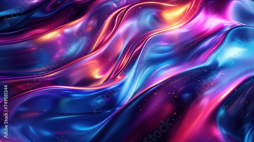 Dynamic abstract background with metallic textures and vibrant neon accents. Futuristic design elements.