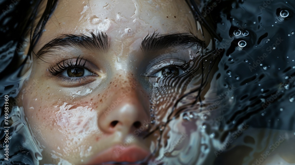 the girl is bathing