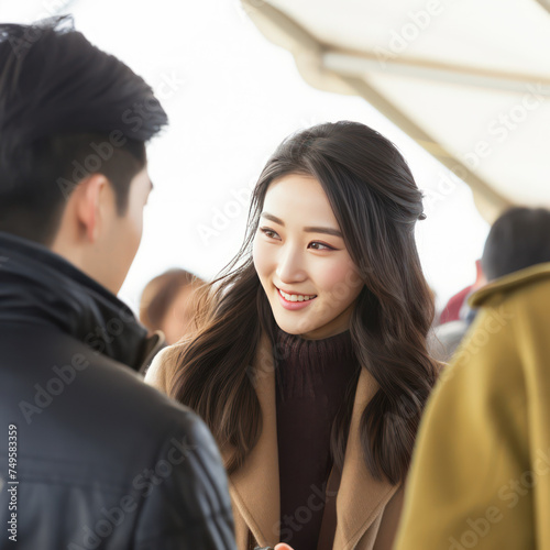 korean actor woman the sign of beauty, fashion, people, street in big city , model, hair, smile, © kora studio