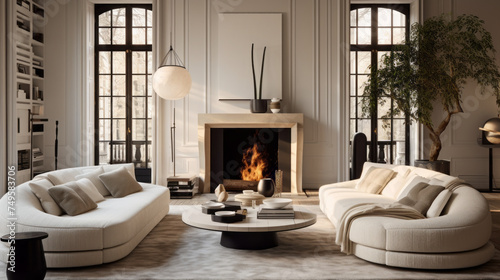 A chic living room featuring statement lighting fixtures for a stylish atmosphere