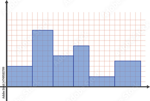 Diagram Of Business Bar Graph. X Y Axis Cartesian Coordinate Plane. Vector Illustration Design. Transparent Background.