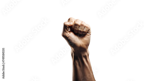 Raised fist isolated on a transparent background