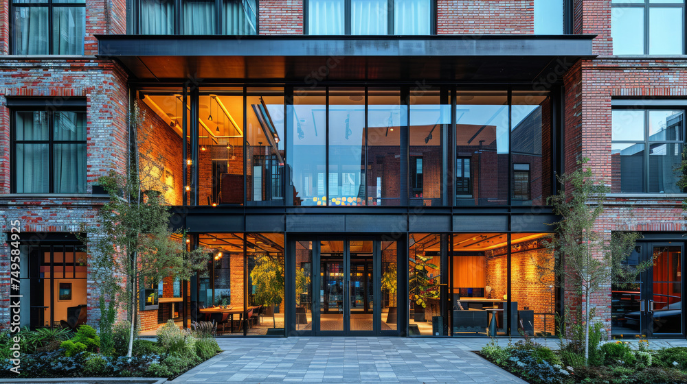 Modern Glass Building With Stairs