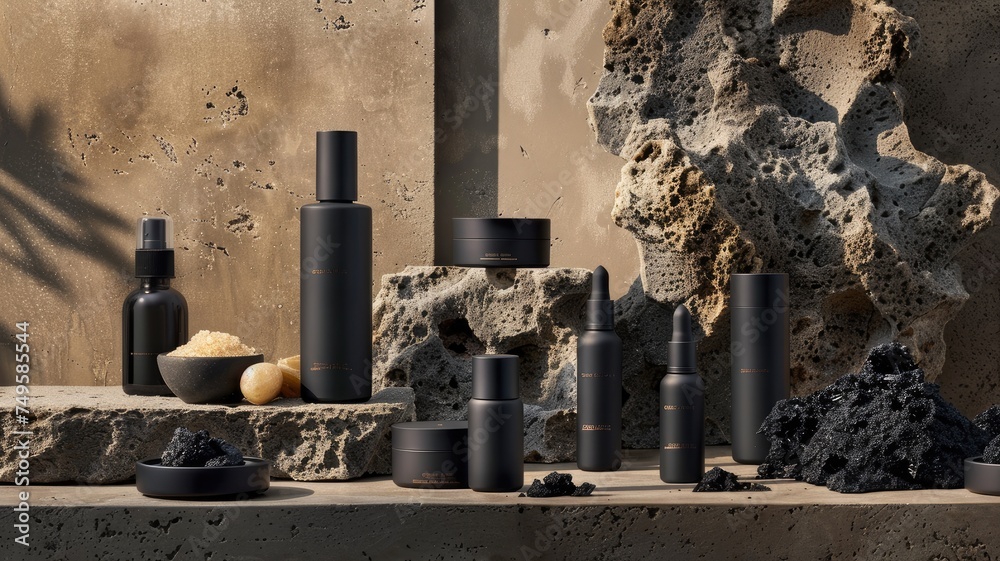 a range of products suitable for all skin types, featuring a pure natural series of essences and creams elegantly designed with lava stone and fresh lava patterns.