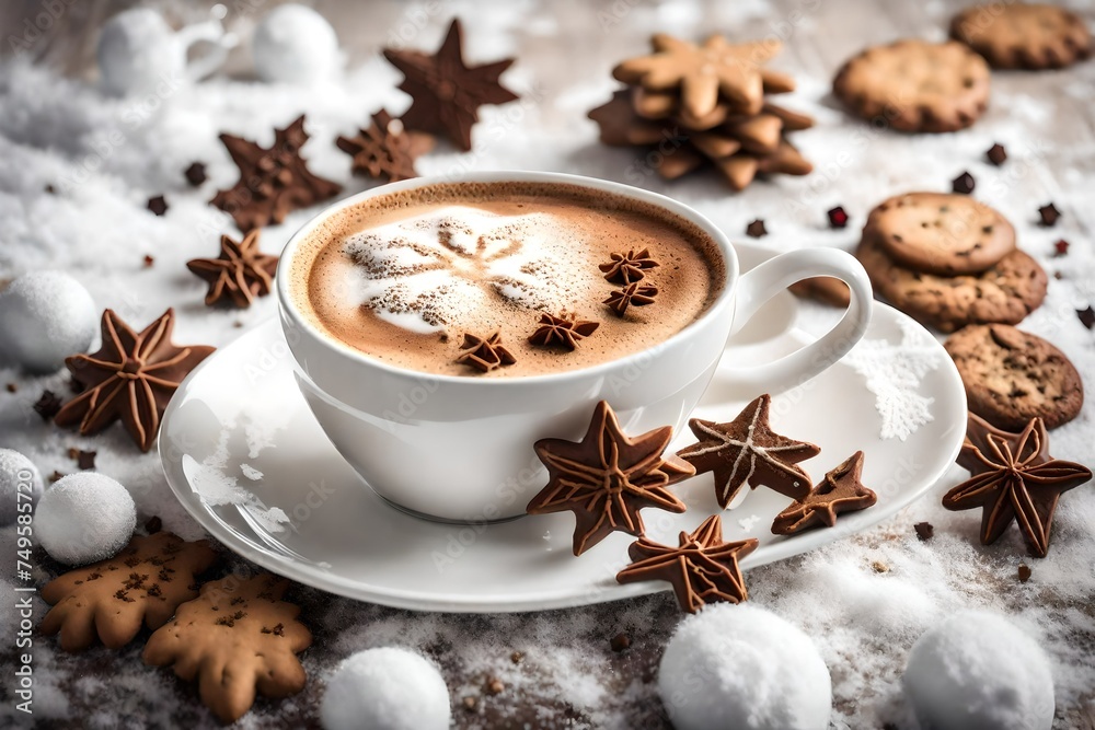 cup of coffee with cookies and spices generated by AI technology cup of coffee with cookies and spices generated by AI technology
