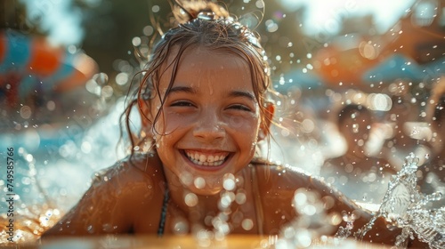 Young Girl Smiles Playing in Water