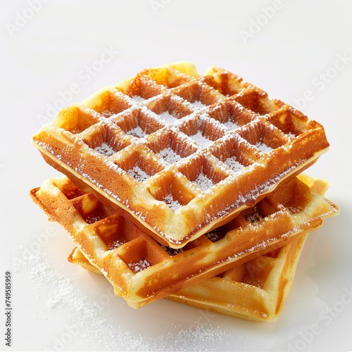 Waffles with sugar on White Background photo