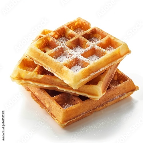 Waffles with sugar on White Background