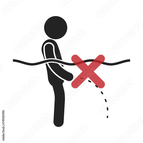 Isolated crossed sign do not urine under water, for swimming pool sign graphic 