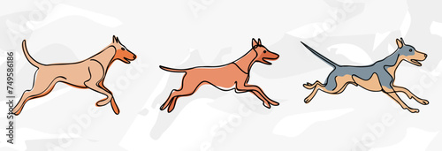 Pastellfarbene Dobermann Pinscher Lineart-Illustrationen: Vektorgrafik-Bündel
