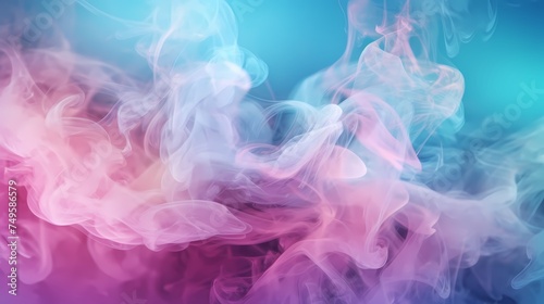 Dreamy pastel teal and pink smoke on abstract background. Cloud and fog. © Michel 