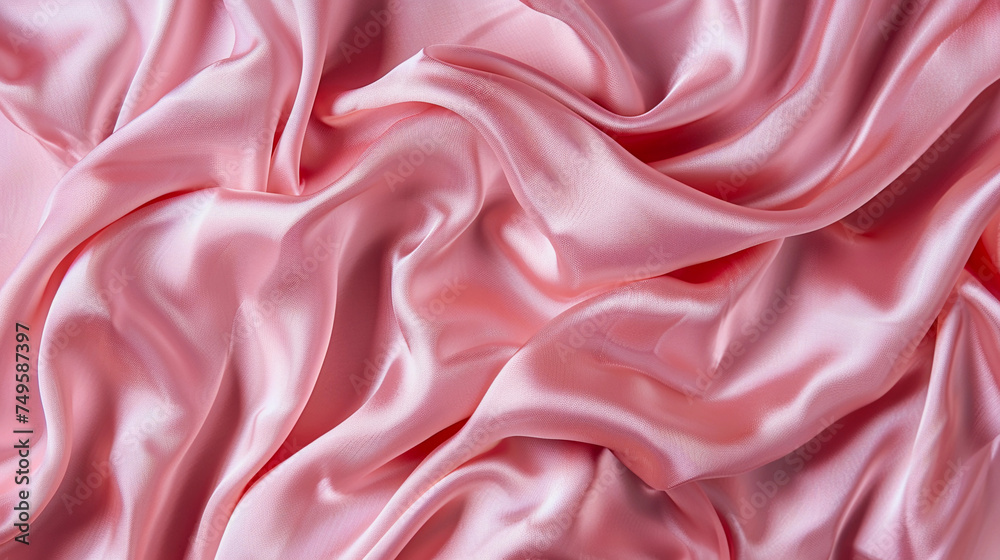 Abstract wavy pink silk background. Fabric soft texture, top view. Abstract wavy pink silk background. Fabric soft texture, top view.