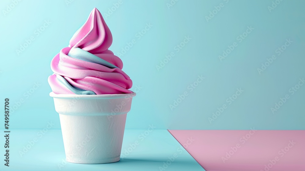 an ice cream cup design against a light background, leaving ample space for text to highlight its innovative features or branding. an ice cream cup design against a light background, leaving ample space for text to highlight its innovative features or branding.
