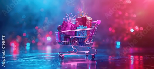 Shopping cart full of gifts  shopping  discounts  special offers  best deals