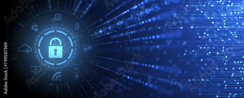 Cyber security and information or network protection. Future cyber technology web services for business and internet project