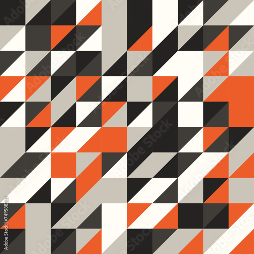 Geometric Abstract Background Pattern White, Off White, Orange, Black, Grey, geometric background, Geometric Pattern Seamless, Modern Pattern Texture, Vintage Colors, Colorful, Triangular Pattern